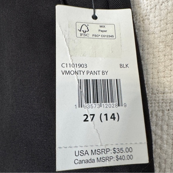 Volcom Vmonty Pant BY | Black Twill | Size 27 (14Y) | Straight Fit - Picture 4 of 9